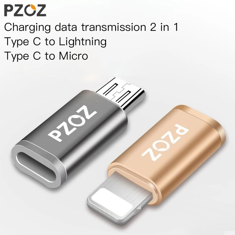 Адаптер PZOZ Type C для Micro USB конвертер зарядки и передачи данных iPhone X 8 7 6 xiaomi redmi 4x5 plus c
