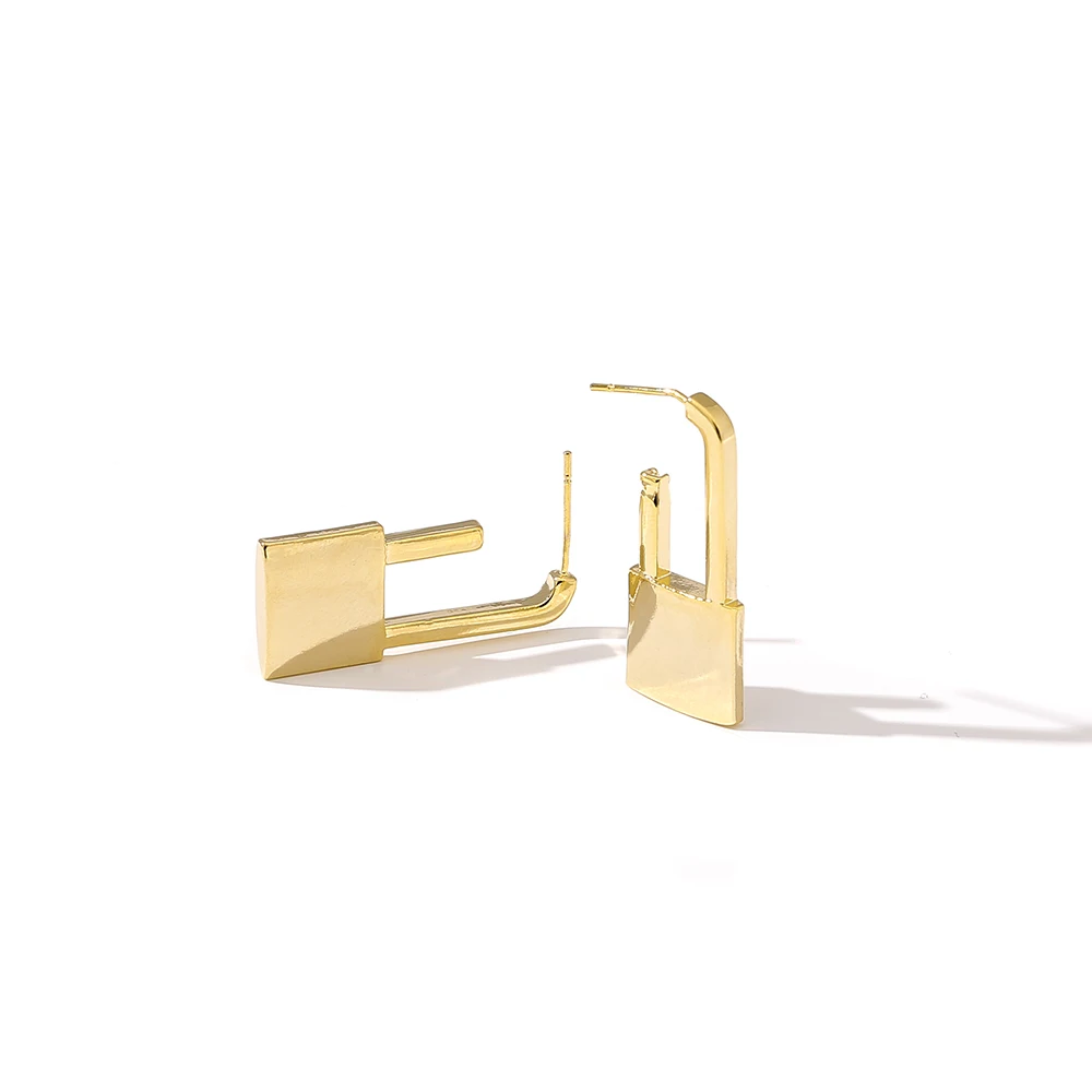 Yhpup индивидуальные серьги-клипсы, винтажные геометрические серьги с золотым замком в стиле панк, 16 K, модные ювелирные изделия для девушек и женщин 925