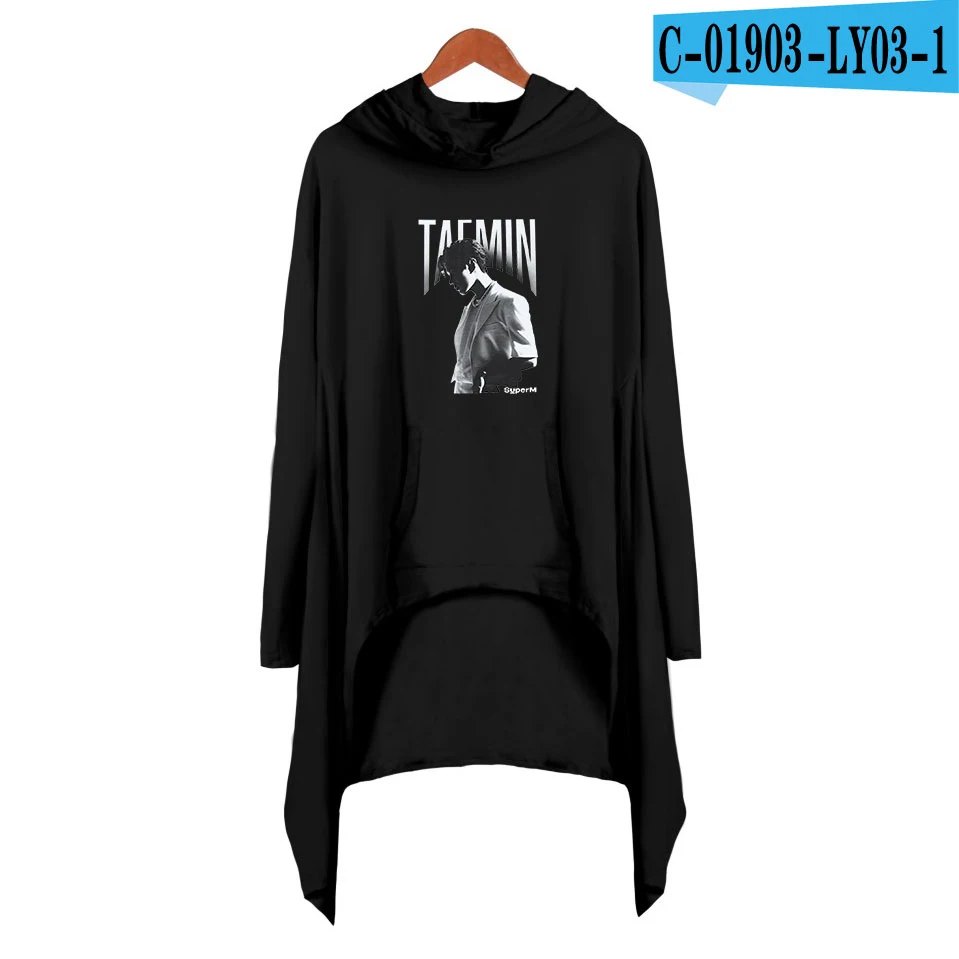 SuperM Ablum, Необычные толстовки, модные, большие размеры, Ulzzang, толстовка с капюшоном, женское платье, K Pop, свободные, Robe Sweat Femme Capuche - Цвет: black