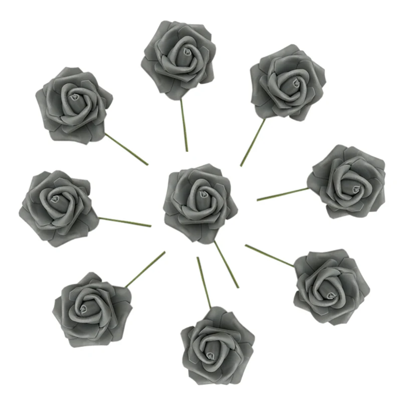 Gray 25 голов новые красочные искусственные из ПЭ пены розы Букет невесты домашний Свадебный декор Скрапбукинг DIY Поставки - Цвет: Gray