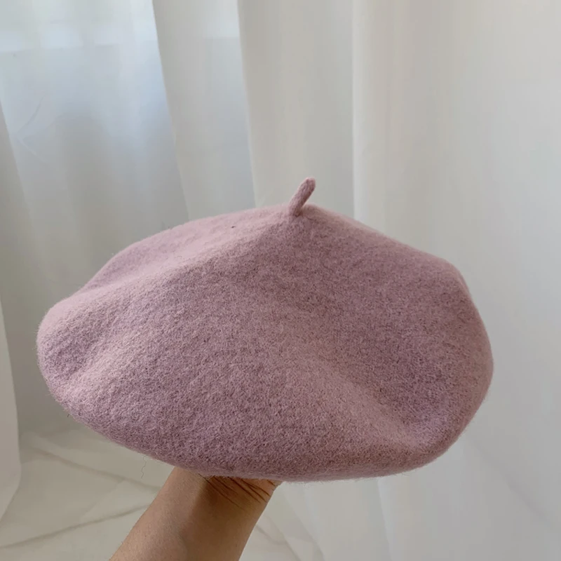 Luna&Dolphin Women 90%Wool Mushroom Rimi Blue Berets Autumn Winter Deep Eaves Knitting Artist Cap Painter Beanie Hat Sweet Color Luna&Dolphin Women 90%Wool Mushroom Rimi Blue Berets Autumn Winter Deep Eaves Knitting Artist Cap Painter Beanie Hat Sweet Color