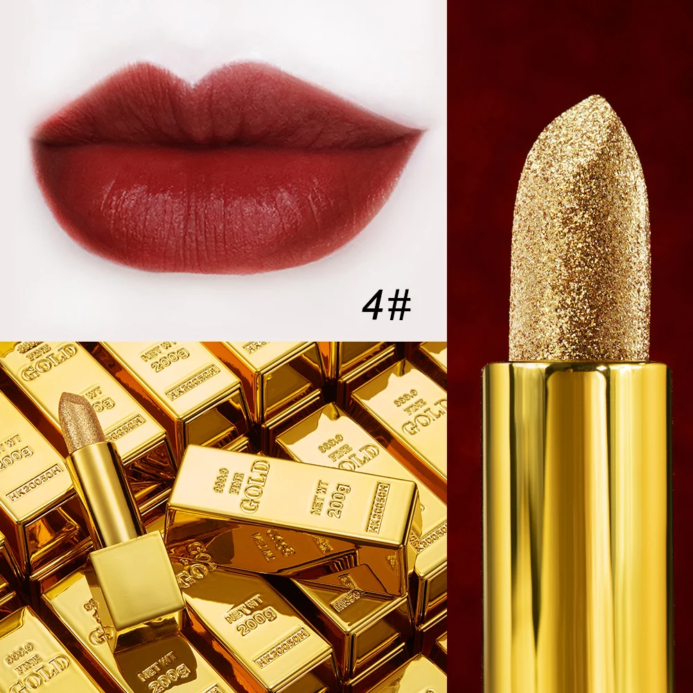 thumbnail image 1 of Glitter Lipstick Lips Makeup Velvet Matte Gold Lipstick Waterproof Long Lasting Sexy Vampire Nude Lipsticks Lipgloss Cosmetics, 1 of 5