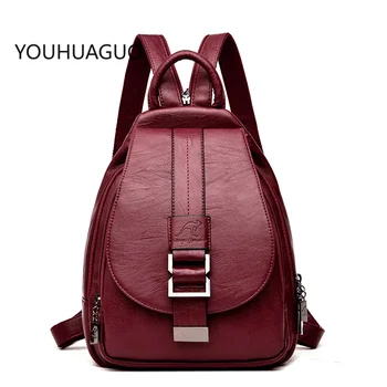 

2019 Women Leather Backpacks Vintage Female Shoulder Bag Sac a Dos Travel Ladies Bagpack Mochilas School Bags For Girls Preppy