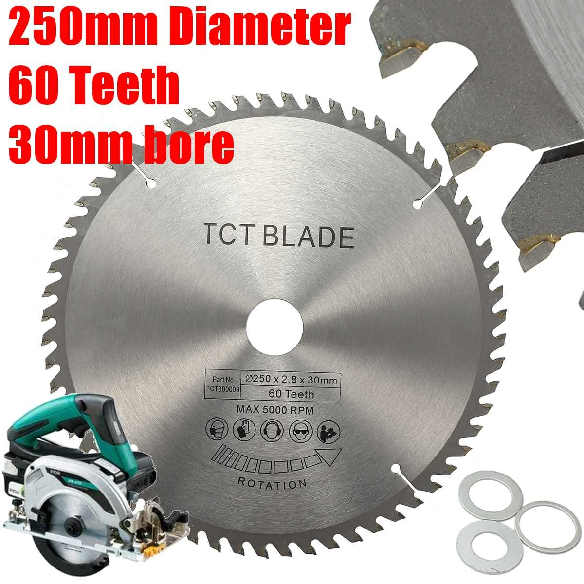 

250mm TCT Circular Saw Blade 60T for Bosch Makita festool & others 255mm Saws