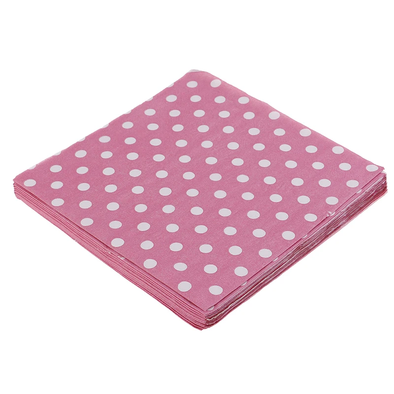 Pink 20 шт. бумажные салфетки в горошек декупаж печатных напитков Baby Shower Свадебные События и вечерние салфетки для украшения салфеток - Цвет: Pink