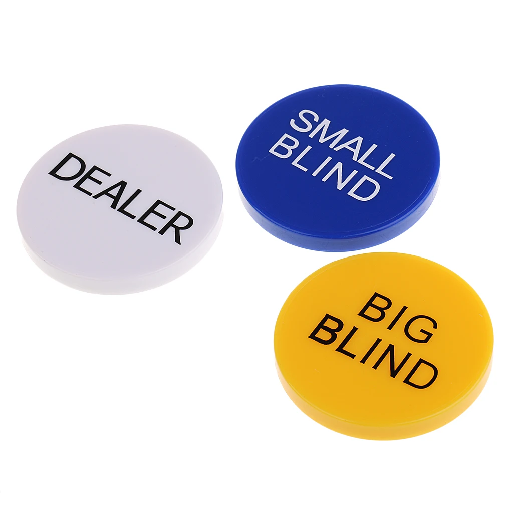 Durable Small Blind+Big Blind+Dealer Button Set for Party Casino Game Props 1.96inch Pack of 3