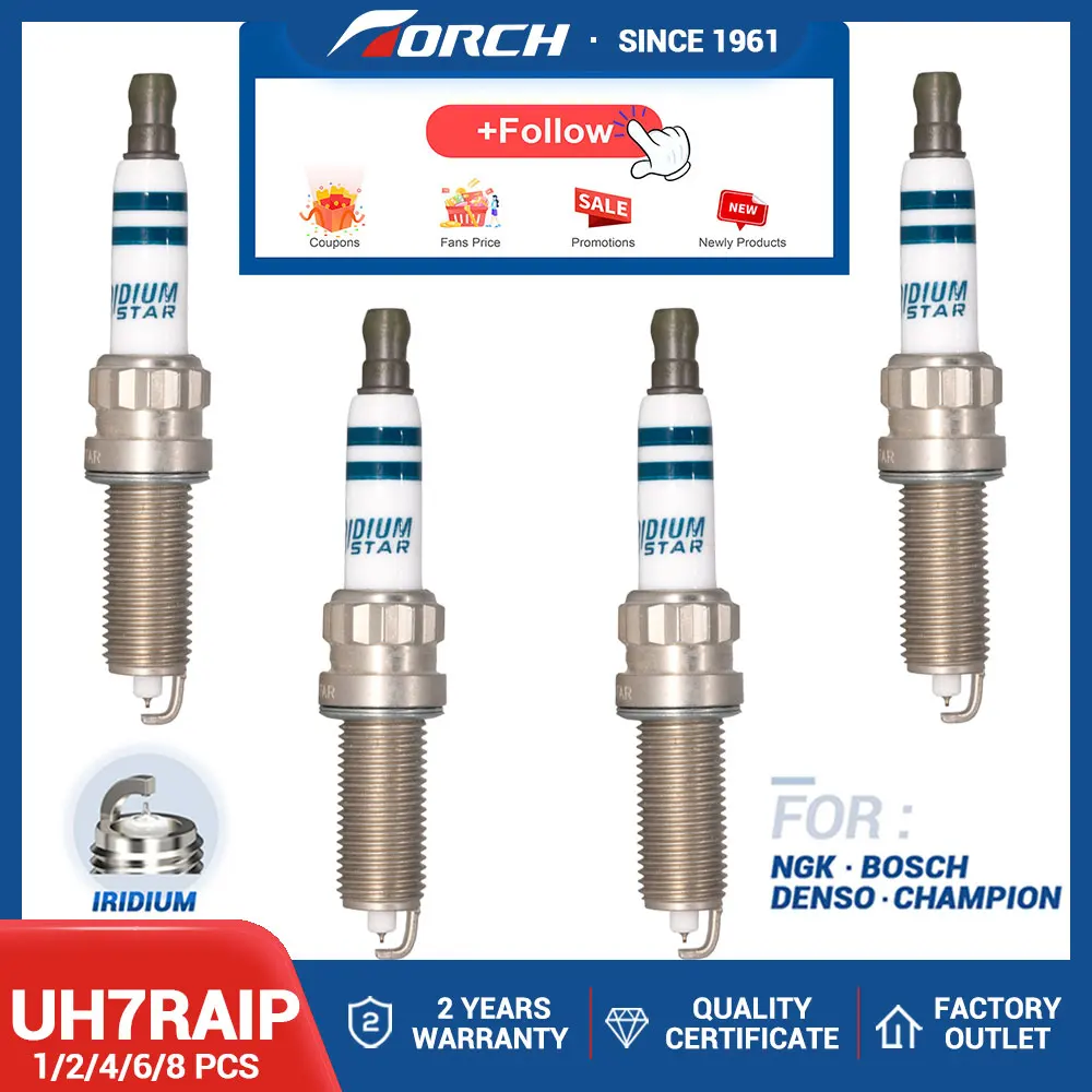 

1-8PCS Iridium Platinum Spark Plug TORCH UH7RAIP(B2) Replace for Candle ILZKBR7B8DG(95770) PLZKBR7B8G(91530) PSA 5960.L0 5960.92
