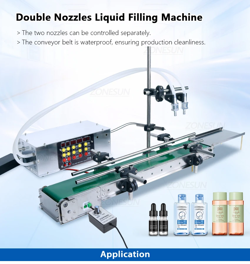 ZONESUN ZS-DPYT200 5-500ml 2 Nozzles Diaphragm Pump Liquid Filling Machine