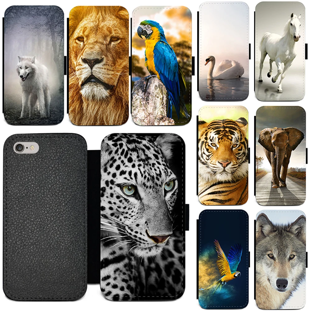 Mobile Phone Case Wild Cool Handsome Animal PU Leather Flip Wallet Cover For iPhone 6 7 8 Plus X XR XS 11 PRO MAX | Мобильные