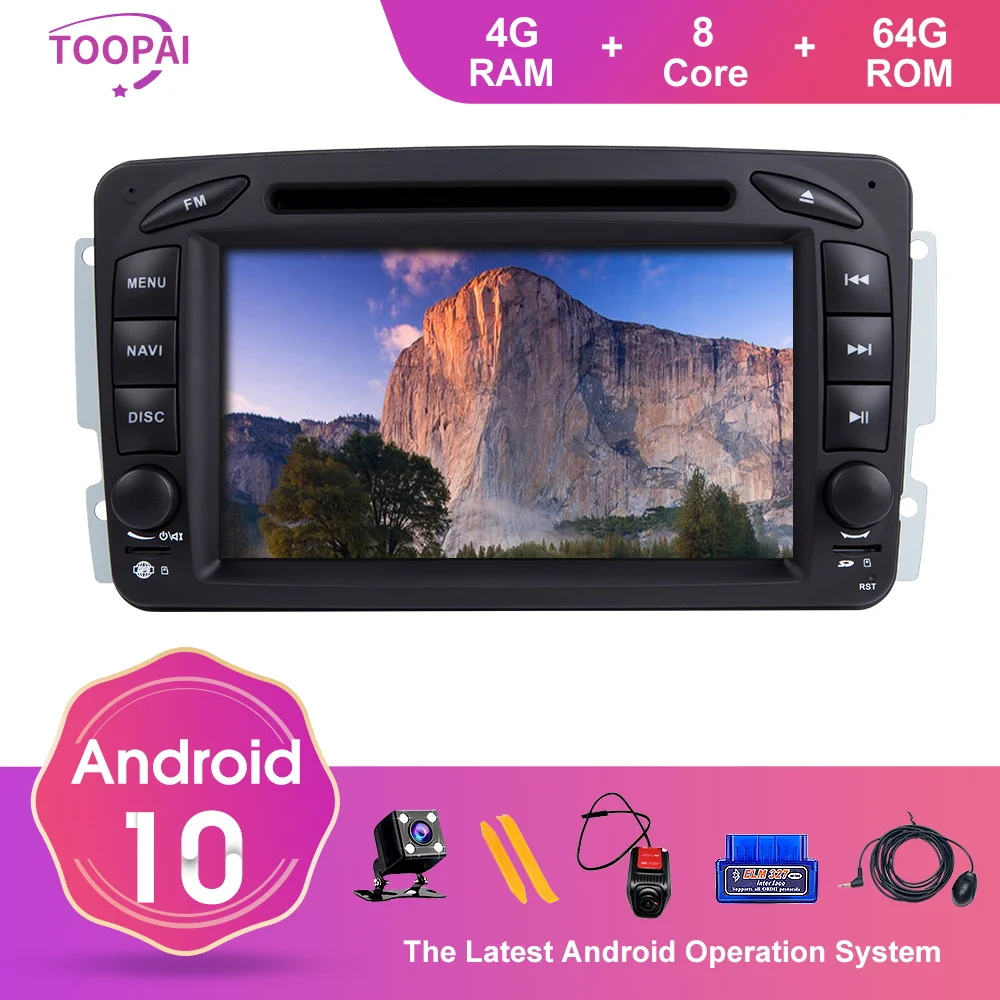 TOOPAI Android 10 для Mercedes Benz CLK W209 Vito W639 Viano A-W168 C- W203 авто радио мультимедиа плеер GPS