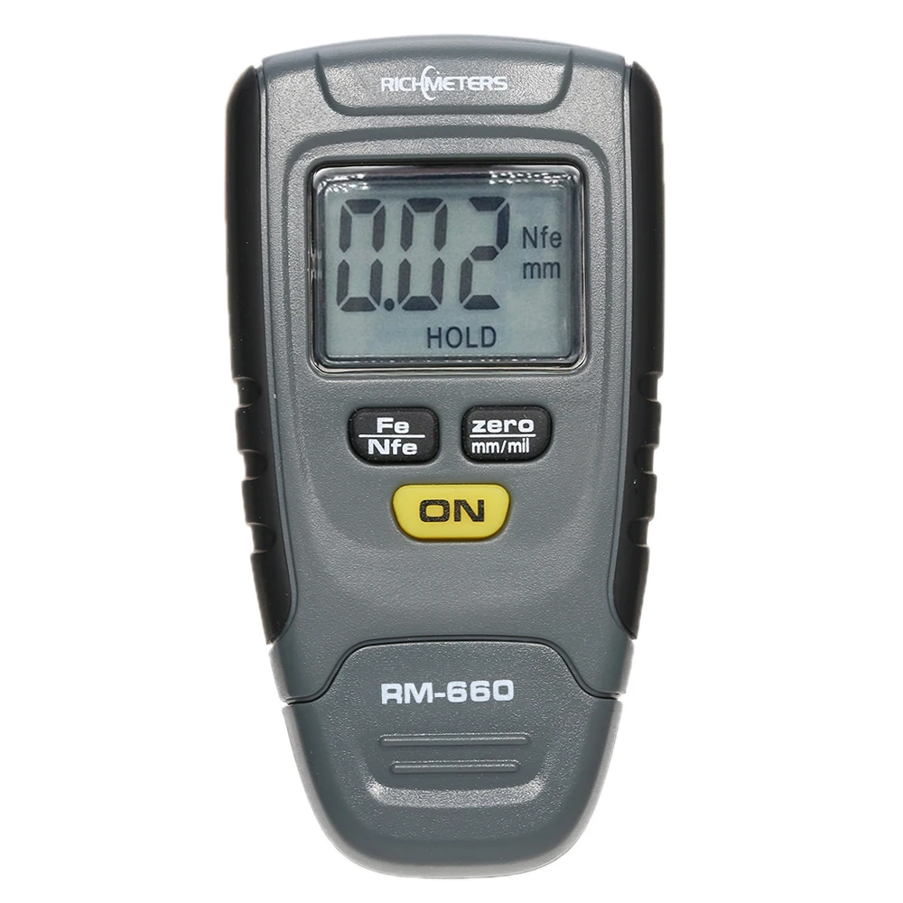 

RICHMETERS RM660 Handheld Digital Paint Coating Thickness Gauge Tester Fe/NFe 0-1.25mm Environmental-Friendly Thickness Measurer