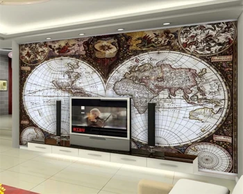 

beibehang 3d wallpaper background wall behang European retro world map background wall 3d mural background wall wallpaper 3d