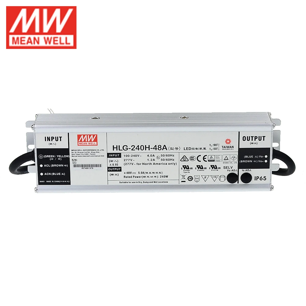 MEAN WELL LED Power Supply HLG-240H-48A 48V Adjustable LED driver 110V/220V AC to 48V DC 5A 240W waterproof IP65 Transformer