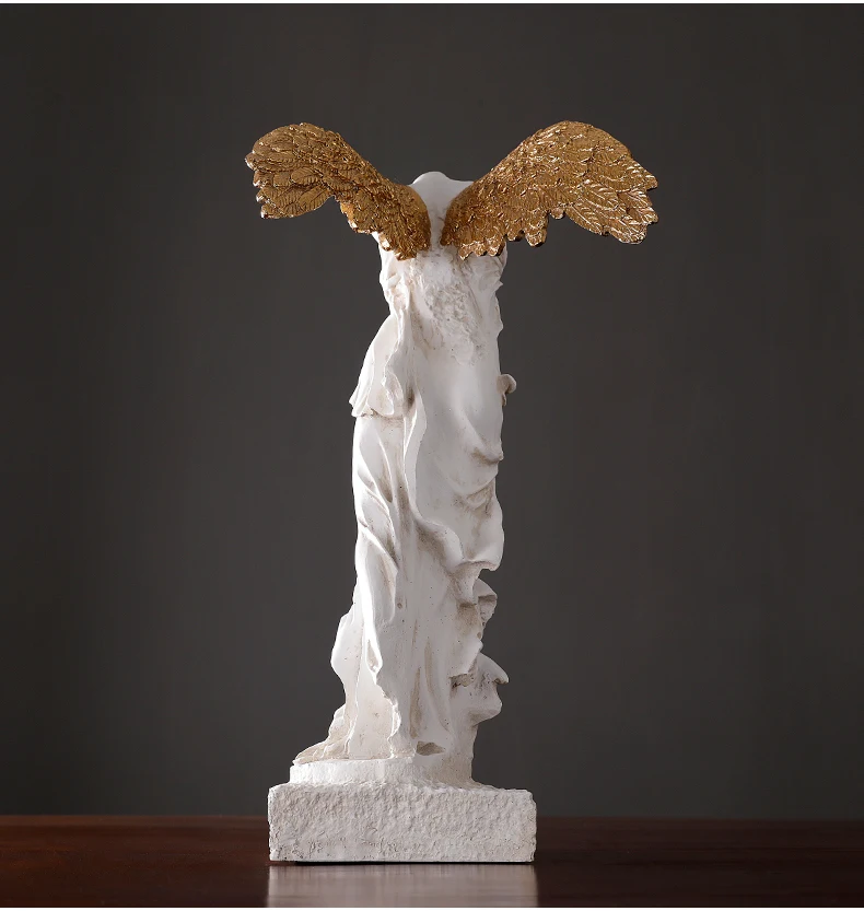 Стоящая на песчанике Venus De Milo большая статуя из смолы, аксессуары для домашнего декора, богиня, Золотое крыло, декор для гостиной, статуя для рукоделия
