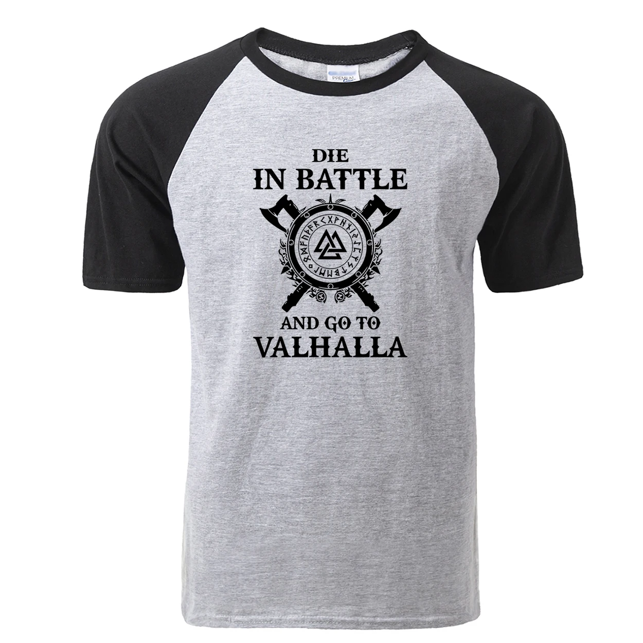Новая футболка Odin Vikings, Мужская футболка с реглан «Die In Battle And Go To Valhalla»,, летняя футболка с принтом в стиле хип-хоп, черные топы, футболка
