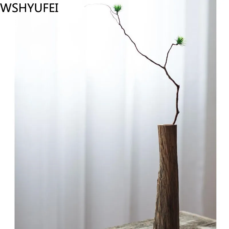 New style Solid wood vase Flower arrangement Vase Living room TV cabinet Office photo studio decoration Home decoration WSHYUFEI