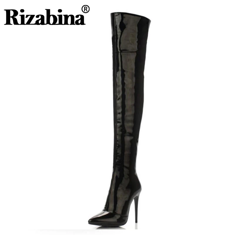 RIZABINA Size 33-43 Women Shoes Genuine Real Leather Winter Snow Boots
Over Knee Boots High Heel Sexy Pointed Toe Party Shoes