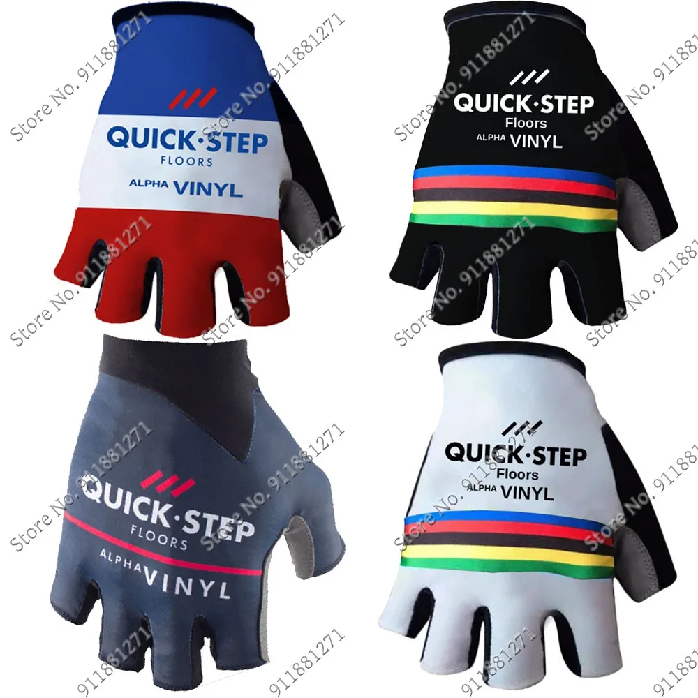 2022 France Quick Step World Champion Cycling Bike Gloves Alpha Vinyl Bicycle Half Finger Glove One Pair Size M-XL Gant Cyclisme | Спорт и