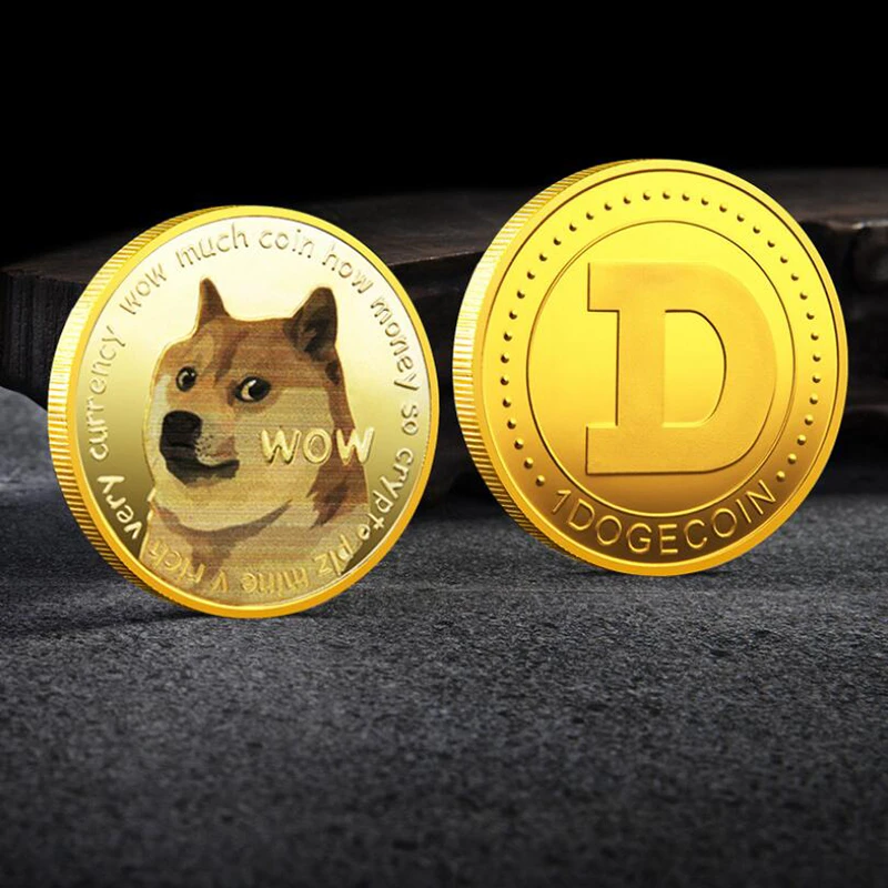 Funny Dogecoin Gold Silver Doge Commemorative Coins Collection Wow Dog Pattern Souvenir Home Decoration Crafts Desktop Ornaments