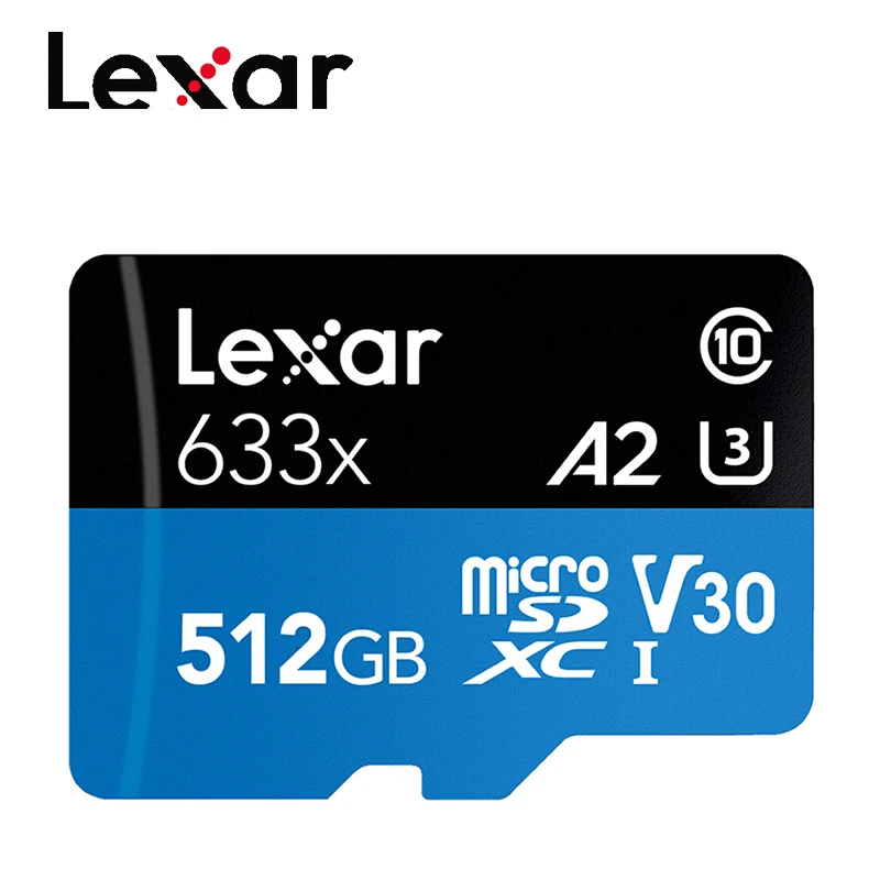 Lexar TF карты 512 ГБ 256 с адаптером селфи-стик Micro SD карты 128 Гб 64 ГБ 32 ГБ оперативной памяти, 16 Гб встроенной памяти, 98 МБ/с. usb флэш-карта памяти, мicro SD class10 - Емкость: 512 ГБ