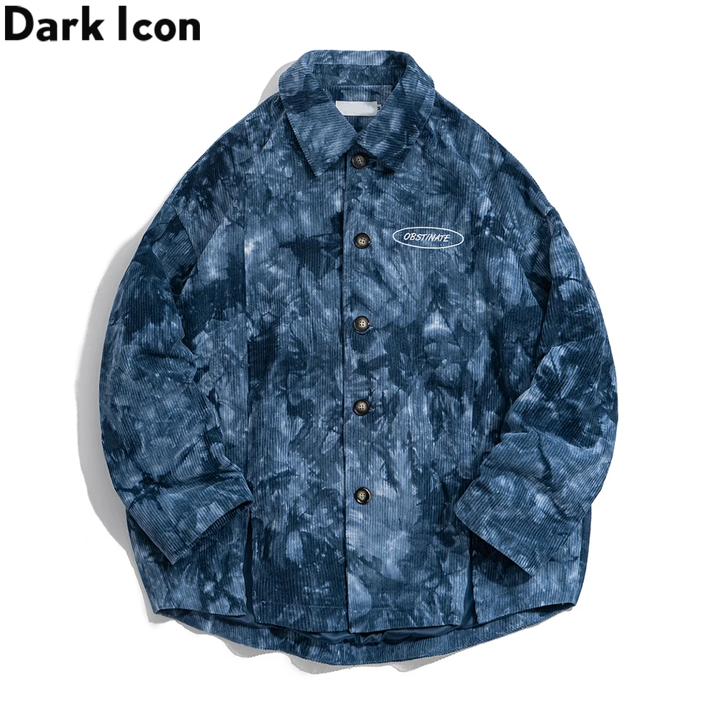 

Dark Icon Tide Dyeing Jacket Men Turn-down Collar Coruroy Men's Jackets Preppy Style Jackets for Man