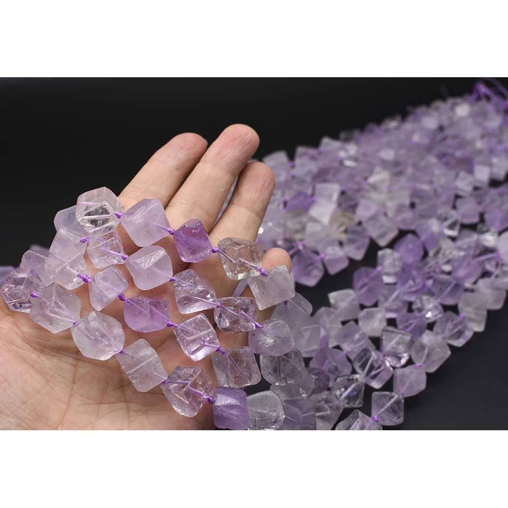10-12mm AA Natural purple stone square shape Stone Beads For DIY necklace bracelet jewelry make 15 