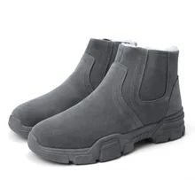 

New Winter Snow Boots High-Top Men's Fleece-Lined Warm Leather Boots Outdoor Cold Weather Boots Men's Shoes