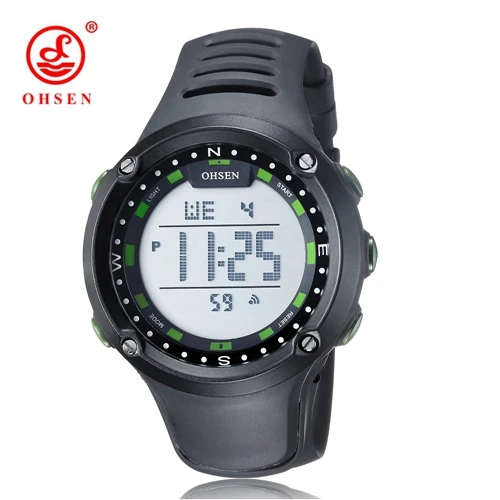 Green wristwatch Цифровой светодиодный, модные мужские часы, relogio masculino, секундомер, синий, электронные, водонепроницаемые, спортивные наручные часы, модные военные часы - Цвет: Green wristwatch