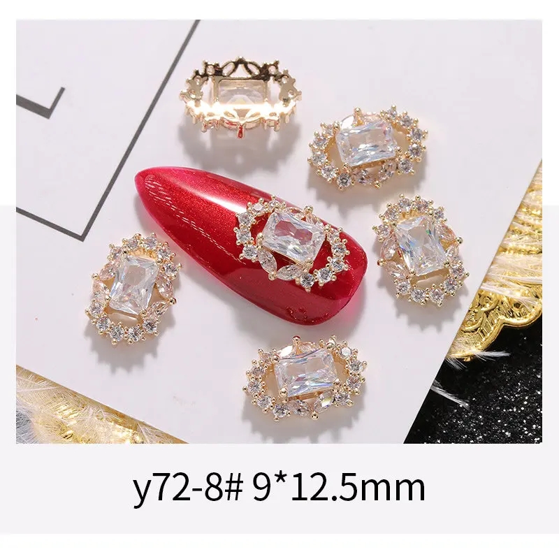 5pcs Pendant Chain 3D Alloy Nail Art Micro-inlay Zircon Pearl metal manicure nail accessories DIY Nail Decoration Nail charms - Цвет: Y72-8