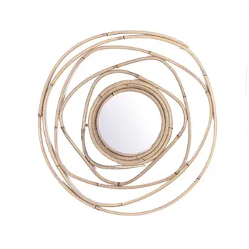 

Wicker Decorative Mirror Nordic Bamboo Rattan Mirror Hand-made Photography Ornaments Wall Hanging Mirror Home Decoration