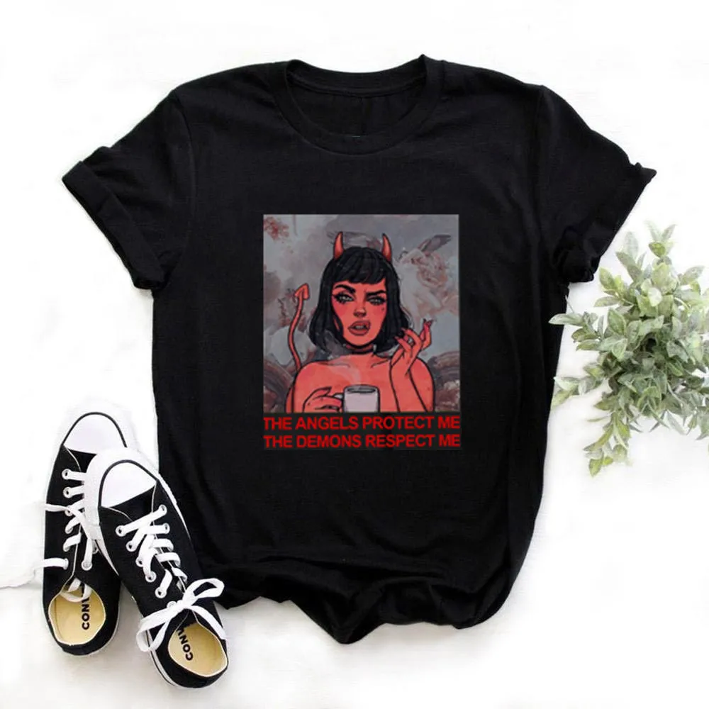 

Women Demon Funny T Shirt 2020 Summer Ulzzang Femme Vintage Harajuku Tshirt Girl 90s Graphic T-shirt,Drop Ship