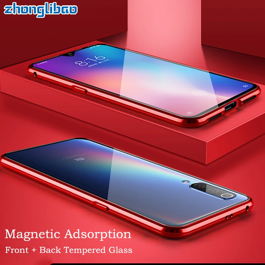

Luxury Magnetic Metal Case for Xiaomi Mi Cc9 Cc9e 9t Cc 9 Se 8 Redmi K20 Note 8 7 Pro 128gb Global Double Glass 360 Full Cover