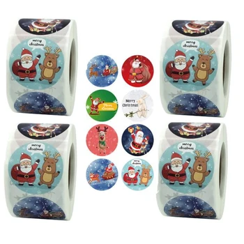 

Christmas Ornaments Sticker Roll 500PCS Per Roll Very Suitable for Christmas Themed Decorations Combination Pack 4Rolls