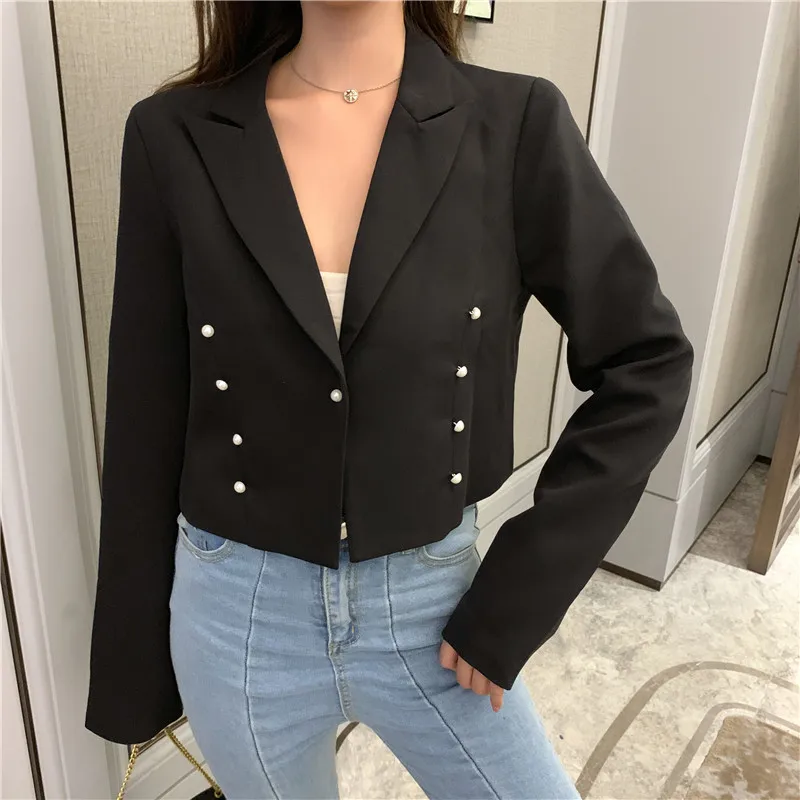 

Slimming Black And White with Pattern Suit Short Online Celebrity Small Suit