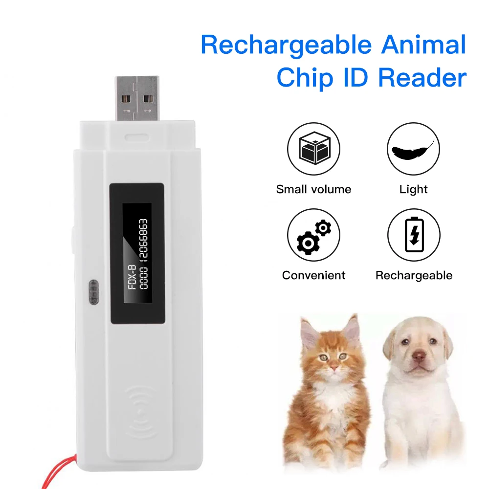 

Rechargeable Animal Chip ID Reader microchip Scanner Pet RFID Scanner LED Light with USB interface for dog breeder