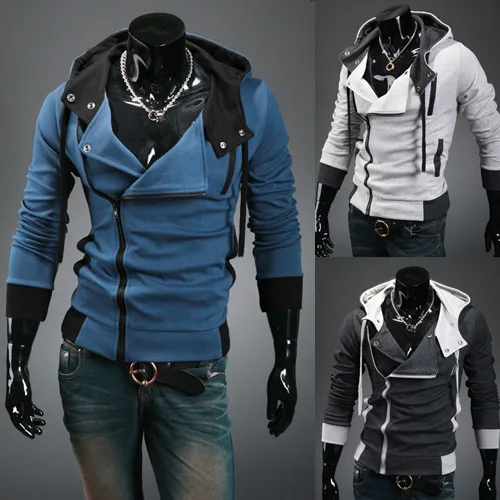 Korean-style Slim Fit Woven Nap Mixed Colors Hoodie Coat Men Oblique Placket Hoodie Plus-sized Assassin's Creed Hoodie Korean-style Slim Fit Woven Nap Mixed Colors Hoodie Coat Men Oblique Placket Hoodie Plus-sized Assassin's Creed Hoodie