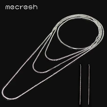 Mecresh горный хрусталь цепи свадебные ювелирные наборы многослойные серебряные цвета женские серьги ожерелье набор для выпускного вечера вечерние MTL603