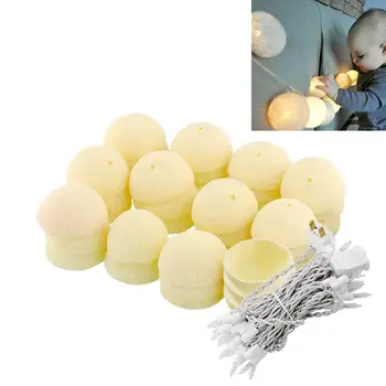

LED String Light Cotton Ball Lights Ivory White Colorful Garden 4.5M Home Decor Ball Party Cotton Decoration