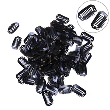 10/100 шт резинометаллические парик зажимы для волос черный парик расчески Заколки для волос для ткань расширения 2,8 см U/провода Форма зажимы