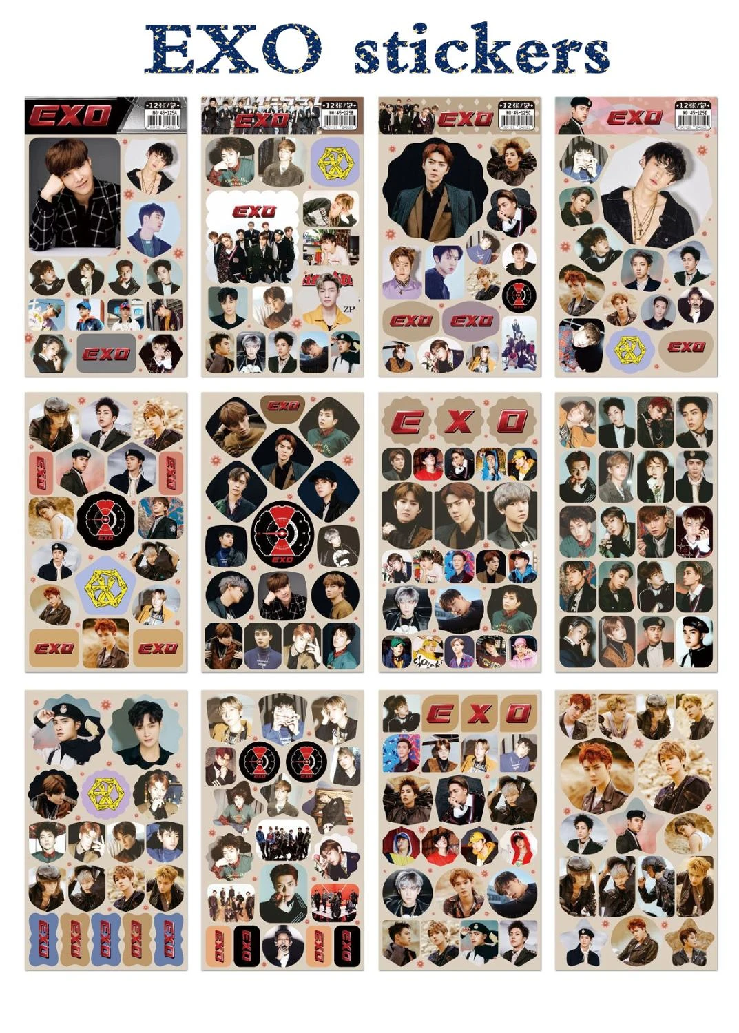 12ピース セットexo小壁ステッカー韓国kpopスター周りステッカーギフトxiuminレイd O Sehun Wall Stickers Aliexpress