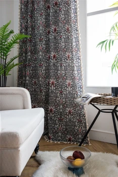 

Luxurious Curtains Window Treatments Cotton Linen Pattern Tassel Pastoral-style Floral Sheer Cortina Bedroom Home-textile