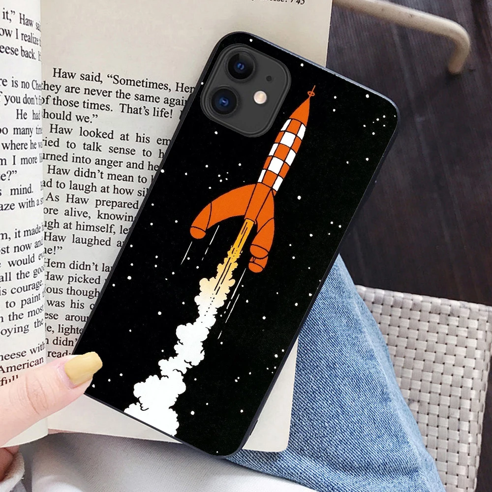 

Aventuras de Tintin Black Silicone Suave TPU Caso Capa Para For iphone 11 XR 8 7 Plus 6 6 s Plus 5 XS Max Caso Case Fundas Coque