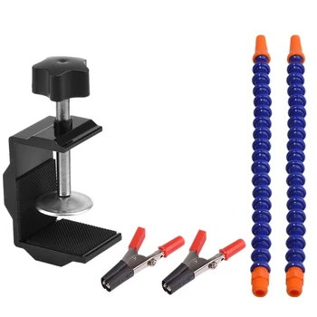 Table Clamp Soldering Holder 2Pc Flexible Arms Alligator Clips Bench Vise Aluminum Soldering Station Welding Repair Tool magnifier phone repair platform station universal clamp form magnifying glass desktop holder soldering repair tool
