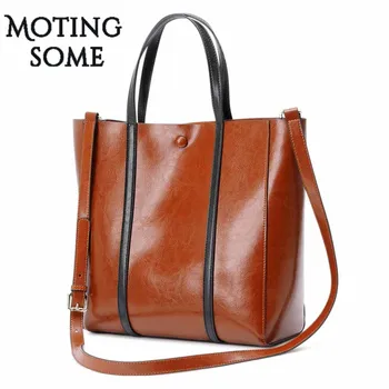 

Simple Style Genuine Leather Women Tote Bag Solid Color Cowhide Lady Shopper Bag Female Totes Calfskin Shoulder Bag 2020 New