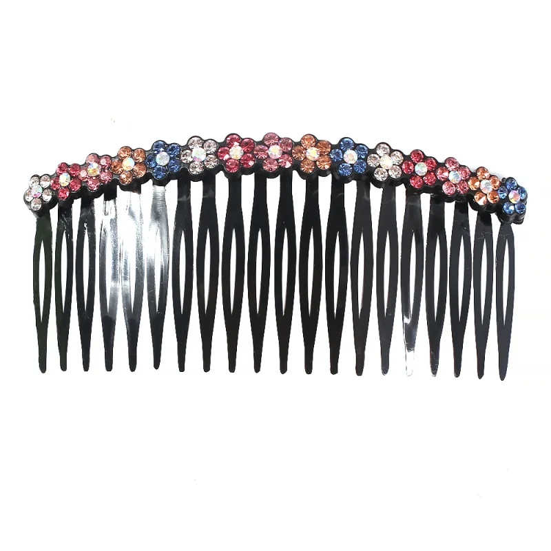 colorful hair comb Модный гребень для волос со стразами прически цветок хрустальные шпильки для волос Тиара Новое поступление свадебные волосы головные уборы аксессуары для женщин - Окраска металла: colorful hair comb