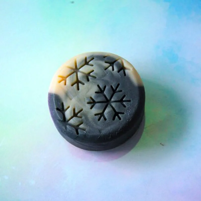 Transparent Acrylic Soap Stamp, No Handle Custom Stamps, Merry Christmas Snowflakes, 35x35mm