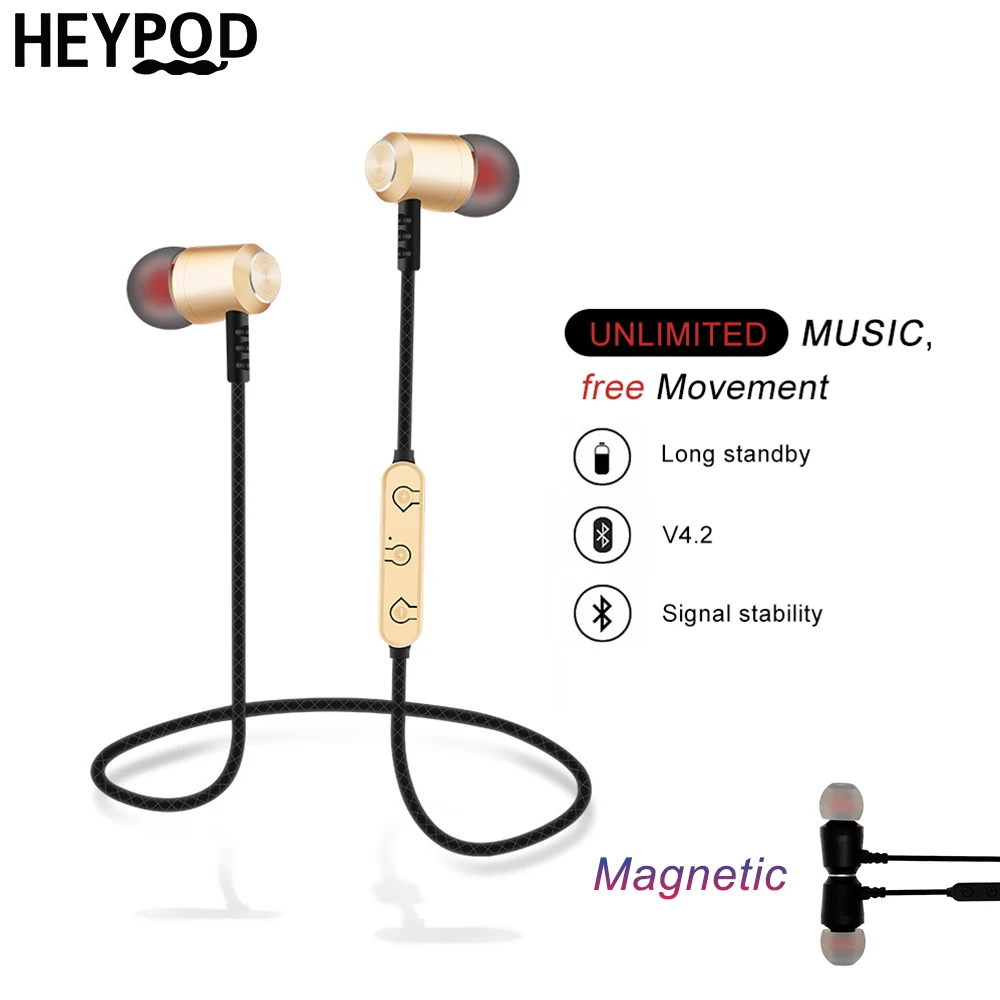HEYPOD SQ-BT01 проводное управление магнитные Bluetooth наушники музыкальные беспроводные