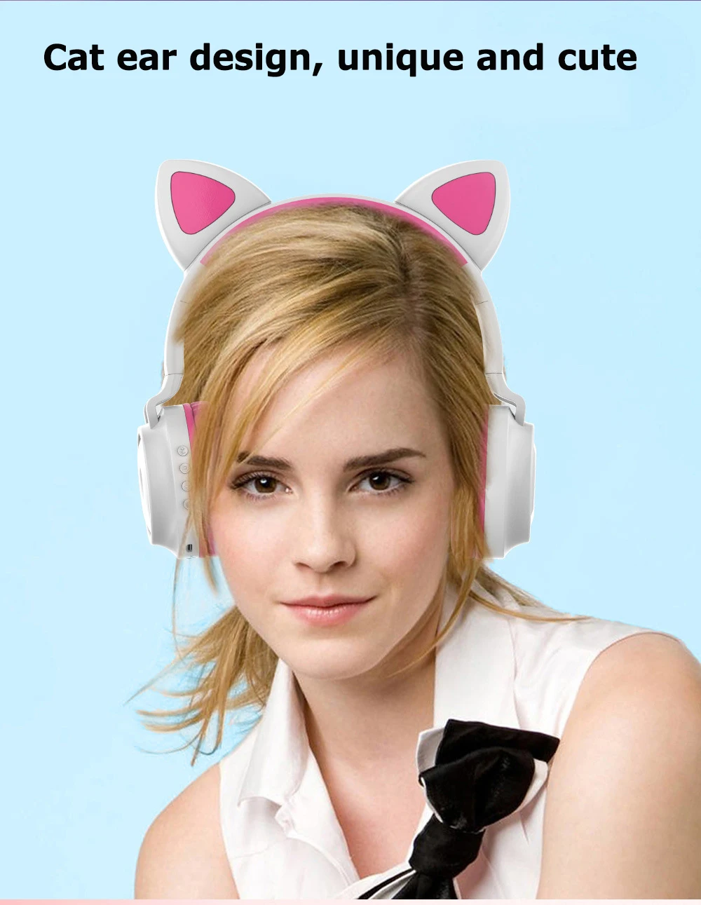 Kids Bluetooth 5 0 Headphone LED Cat Ear Bluetooth Headset With Mic for Handsfree Support TF Card Aux for Boys Girls Gifts