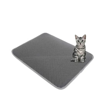 

Waterproof Pet Cat Litter Mat Gray Double-Layer Cats Mat EVA Bottom Non-slip Pet Litter Bed For Cats Home Litter Mat Foldable