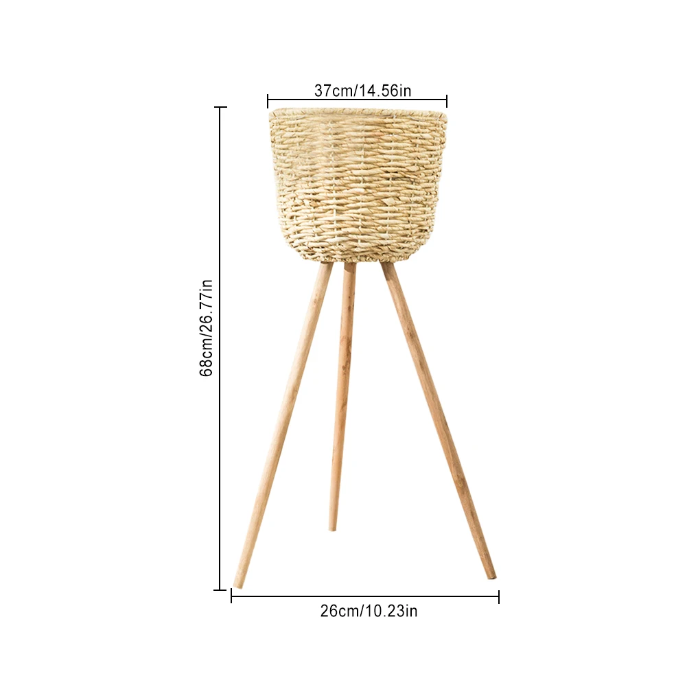 Wicker Plant Stand Floor Flower Pots Vase Garden Decoration Holder Display Potted Rack Rustic Decor Plant Pot Garden Supplies